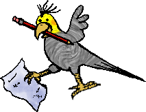 oiseau qui écrit avec un crayon