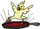 Oiseau jouant dans la cuisine